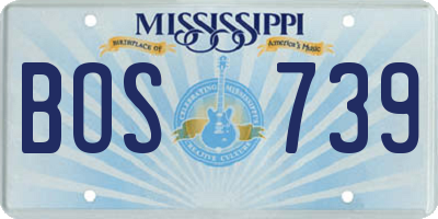MS license plate BOS739