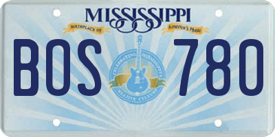 MS license plate BOS780
