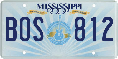 MS license plate BOS812