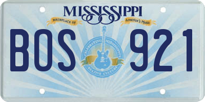 MS license plate BOS921