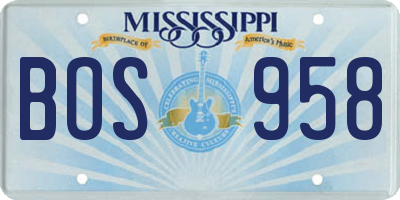 MS license plate BOS958