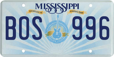 MS license plate BOS996