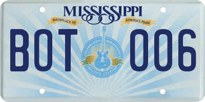 MS license plate BOT006