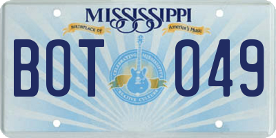 MS license plate BOT049