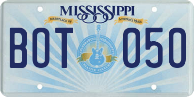 MS license plate BOT050