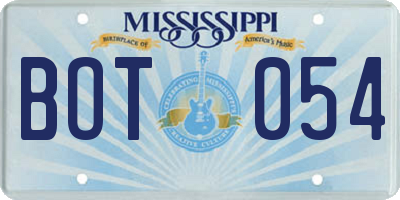 MS license plate BOT054