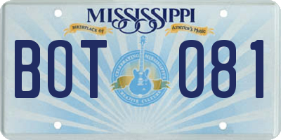 MS license plate BOT081