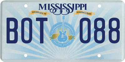 MS license plate BOT088