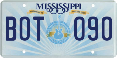 MS license plate BOT090