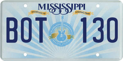 MS license plate BOT130