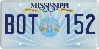 MS license plate BOT152