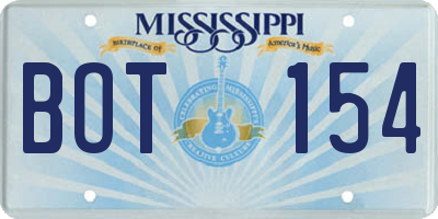 MS license plate BOT154