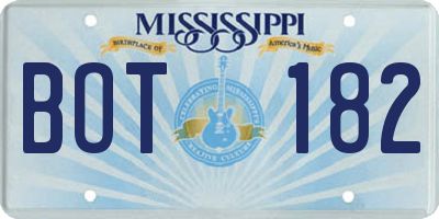 MS license plate BOT182