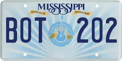 MS license plate BOT202