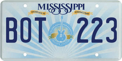 MS license plate BOT223