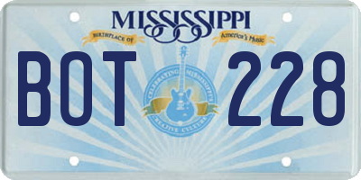 MS license plate BOT228