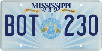 MS license plate BOT230