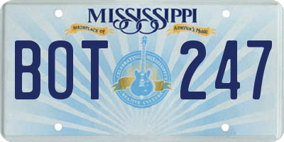 MS license plate BOT247
