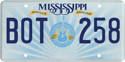 MS license plate BOT258