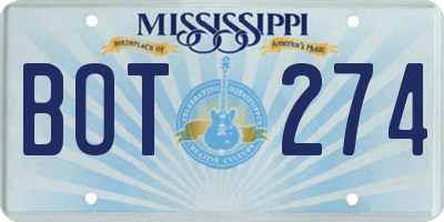 MS license plate BOT274