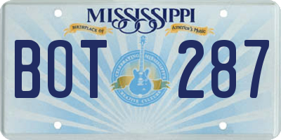 MS license plate BOT287