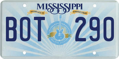 MS license plate BOT290