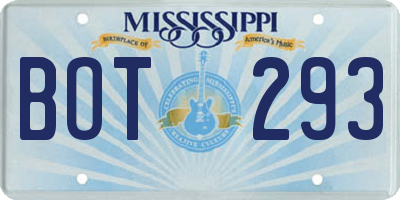 MS license plate BOT293