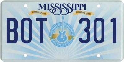 MS license plate BOT301