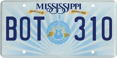 MS license plate BOT310