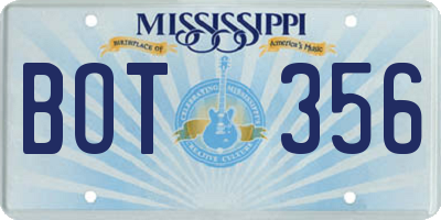 MS license plate BOT356