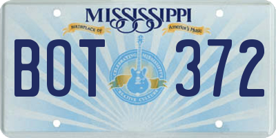 MS license plate BOT372