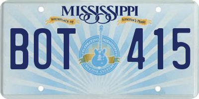 MS license plate BOT415