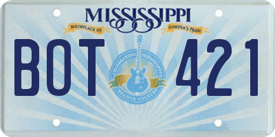 MS license plate BOT421