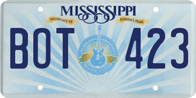 MS license plate BOT423