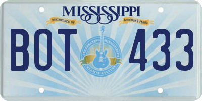 MS license plate BOT433