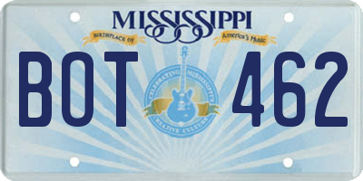 MS license plate BOT462