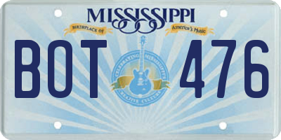 MS license plate BOT476