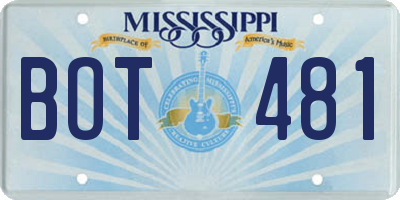 MS license plate BOT481