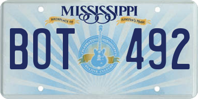MS license plate BOT492