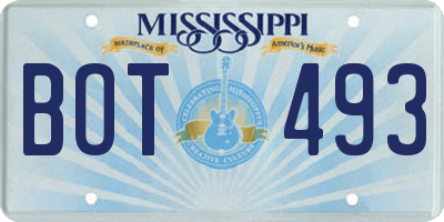 MS license plate BOT493
