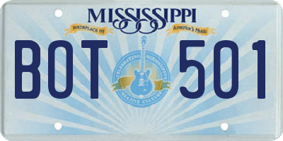 MS license plate BOT501