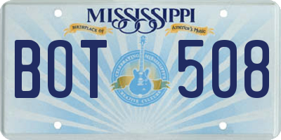 MS license plate BOT508