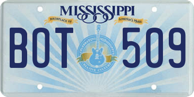 MS license plate BOT509