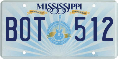 MS license plate BOT512