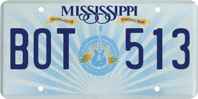 MS license plate BOT513