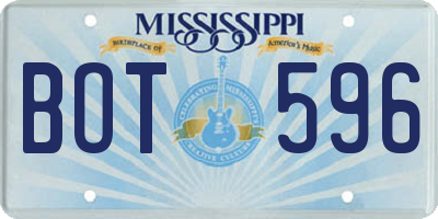 MS license plate BOT596
