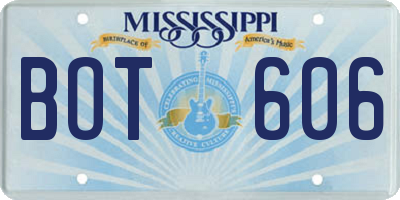 MS license plate BOT606