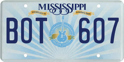 MS license plate BOT607