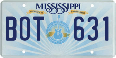 MS license plate BOT631