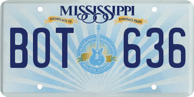 MS license plate BOT636